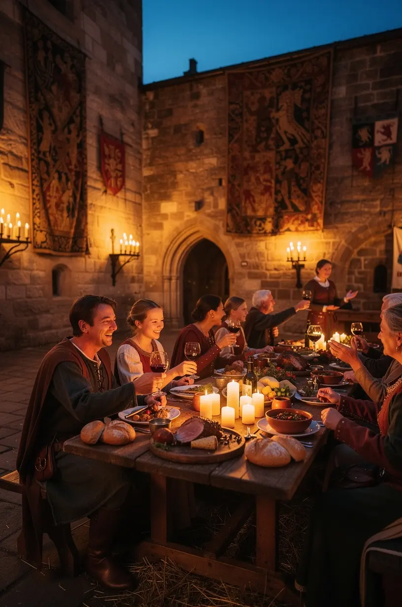 Karte mit mehrtägiger Reiseroute zu bedeutenden Burgen und Kulturerbestätten in Deutschland